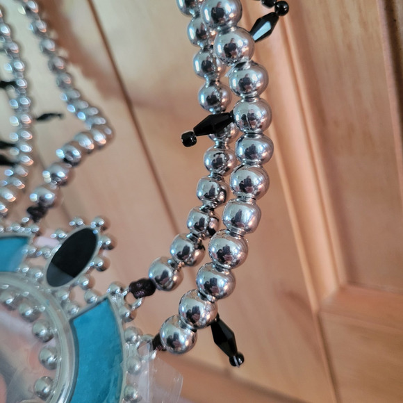 Boho Turquoise Squash Blossom Necklace | Pink Zebra Just Add Soaks - Picture 4 of 9